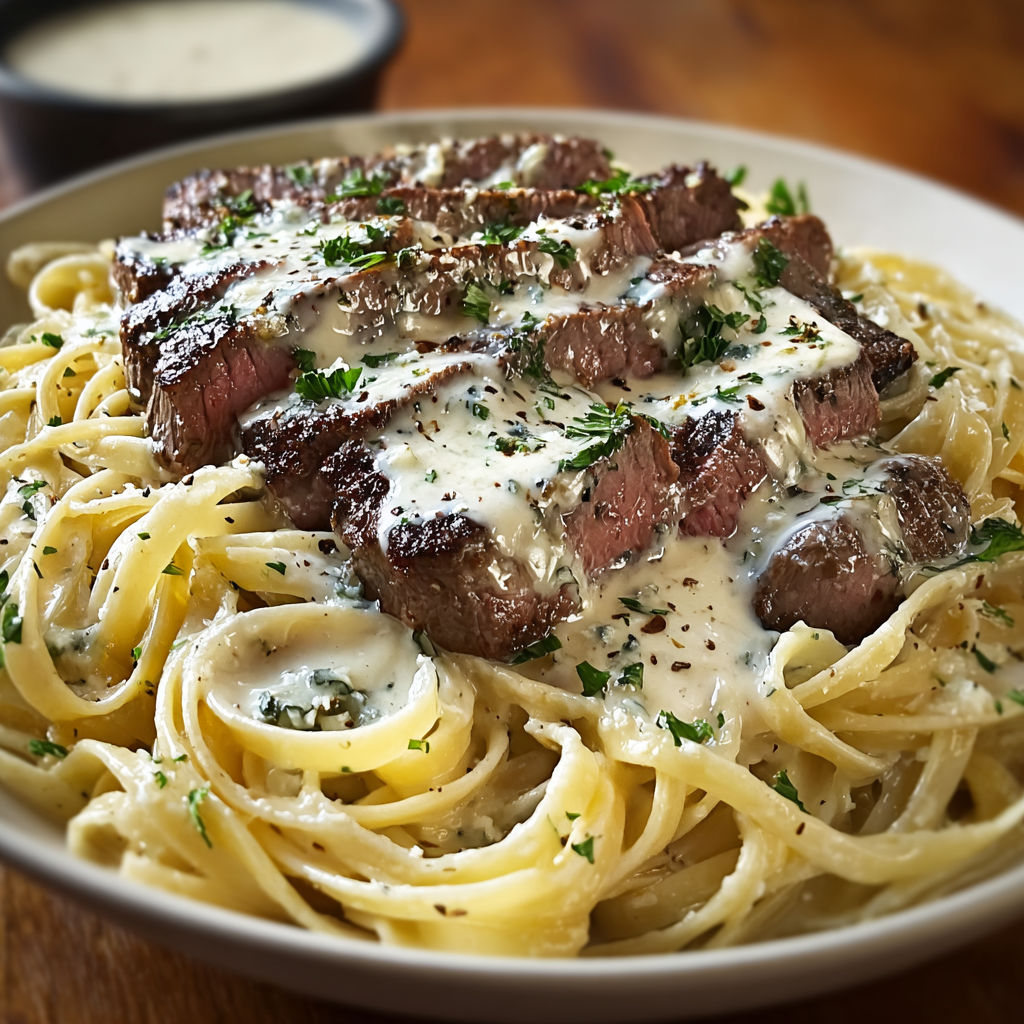 A plate of pasta with meat and cheese on top.