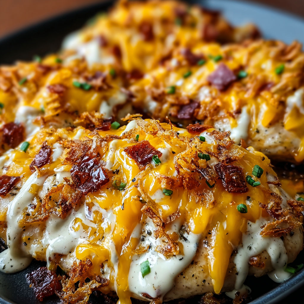 A delicious Mississippi Mud Chicken dish, featuring bacon and cheese, is served in a black bowl.