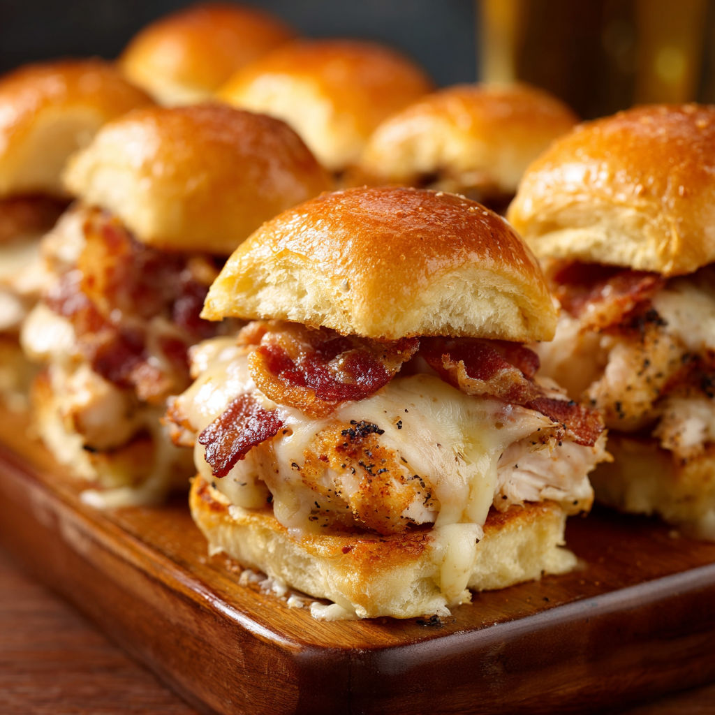 A plate of Maple Chicken and Bacon Sliders.