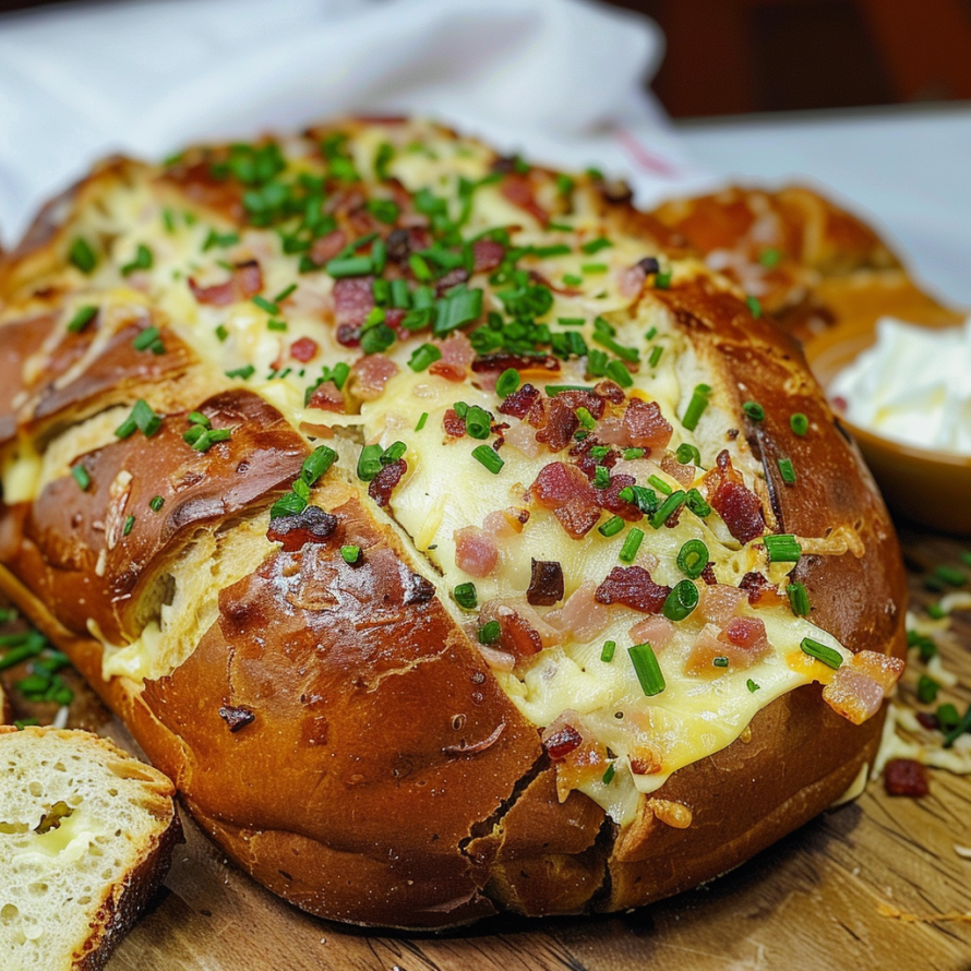 A delicious ham and cheese sandwich with a side of garlic bread.