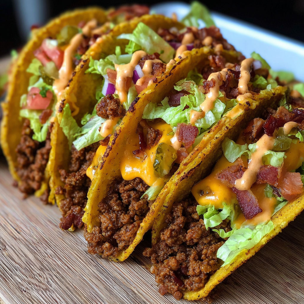 A delicious meal of bacon and lettuce tacos with a side of ranch dressing.