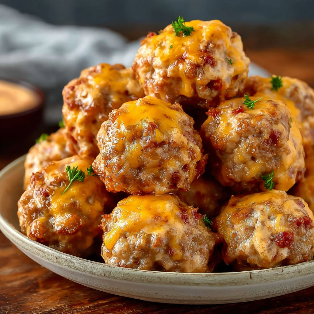 A plate of meatballs covered in cheese, ready to be cooked.