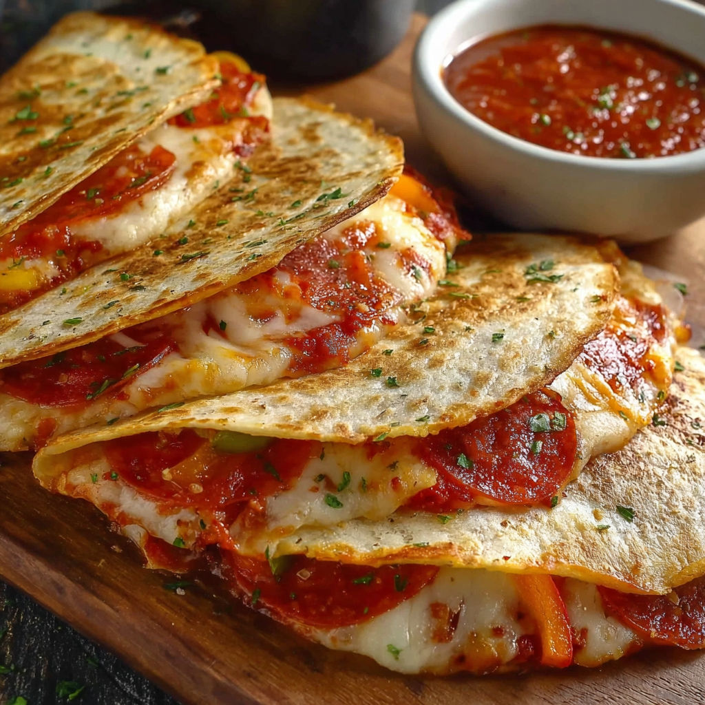 A delicious homemade pizza with cheese and pepperoni toppings, served on a wooden cutting board.