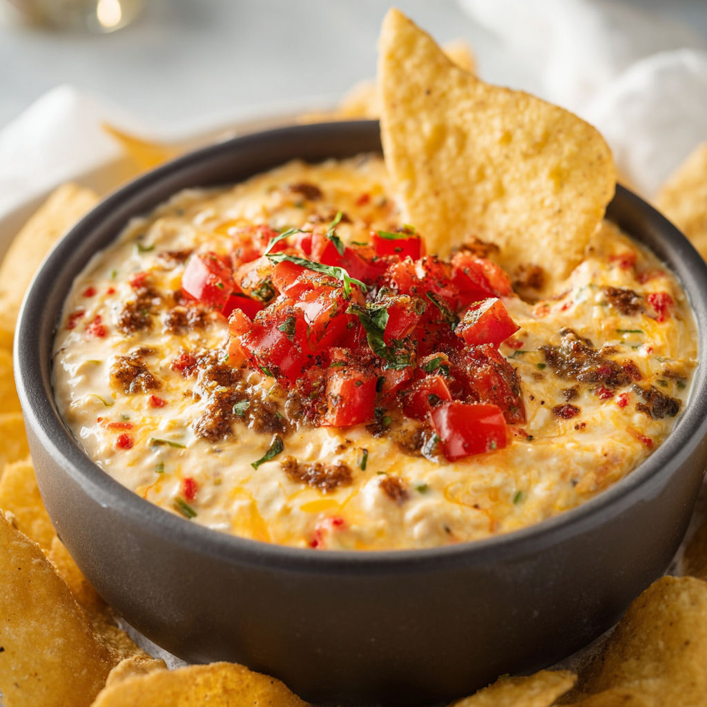 A bowl of chili with a tortilla chip on top.