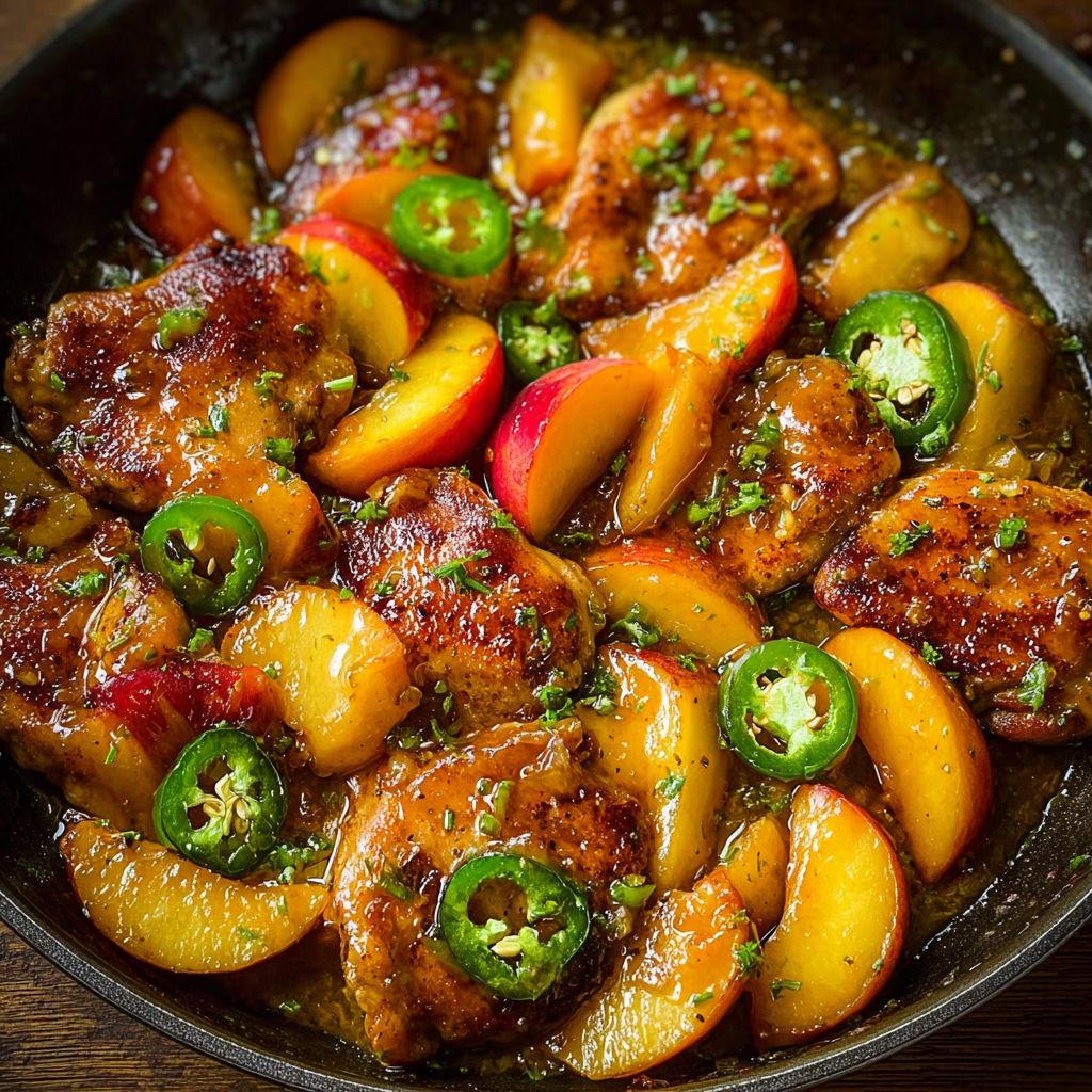 A pan of chicken with peppers and onions, possibly a recipe for chicken fajitas.