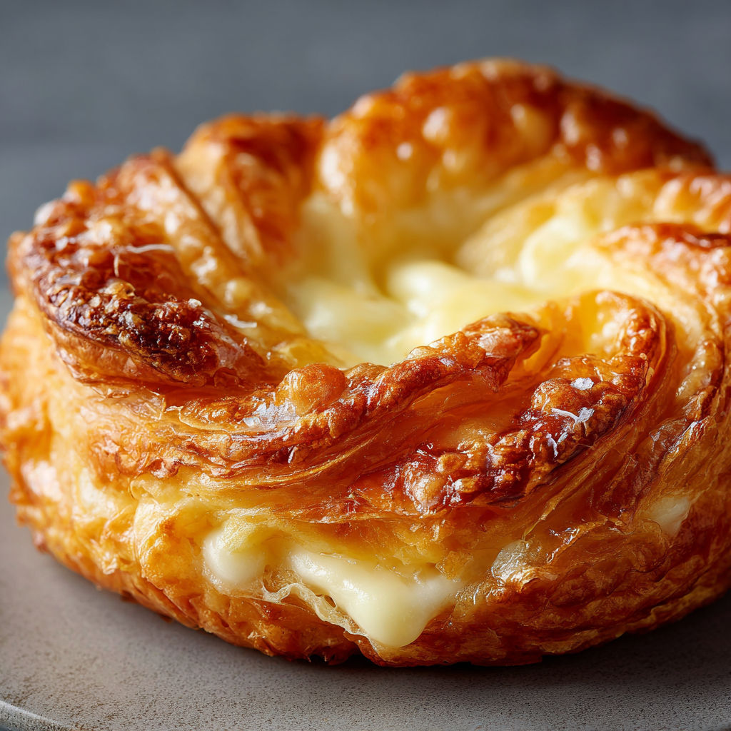 A pastry with a golden brown crust filled with cheese and baked to perfection.