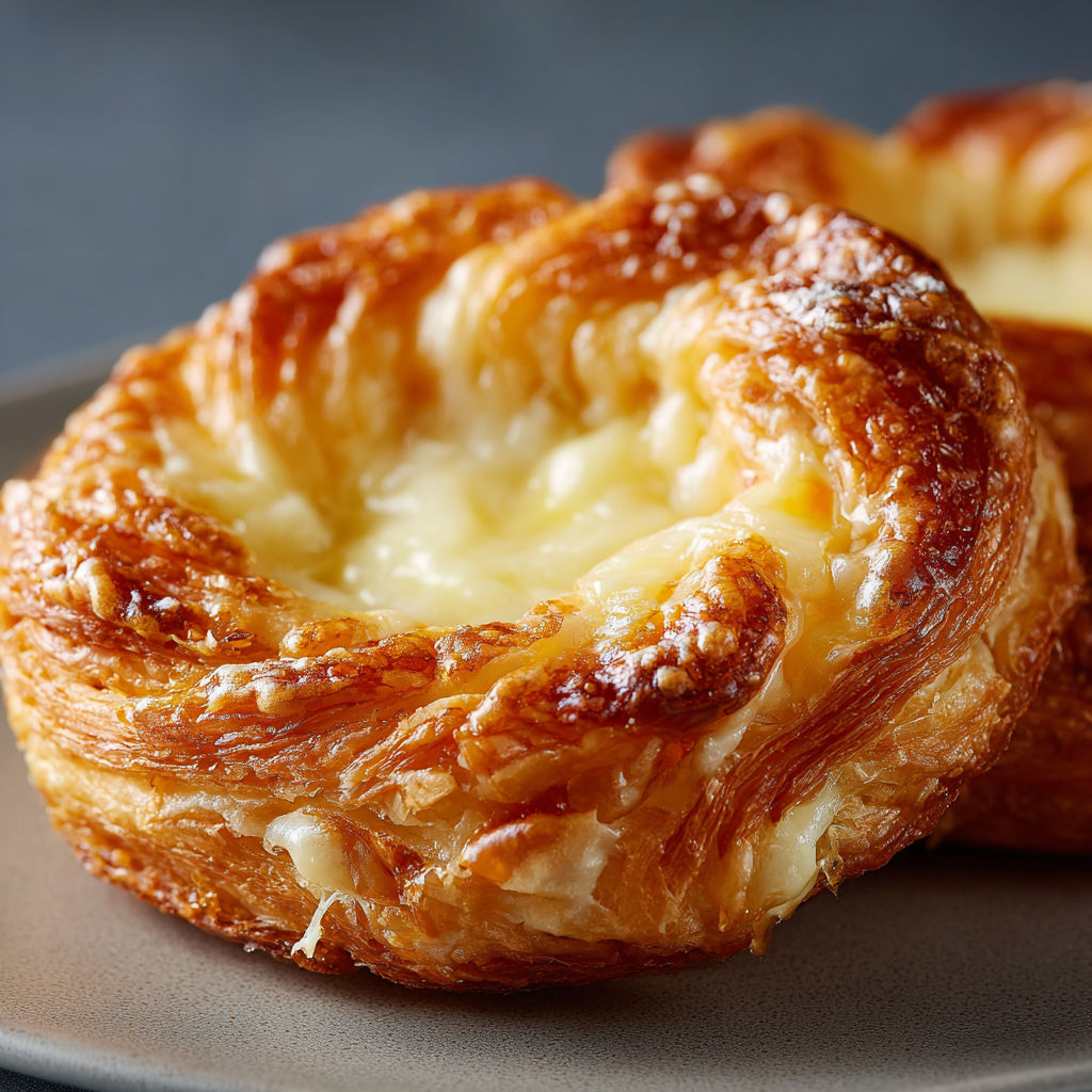 A plate with two croissants on it, one of which has a bite taken out of it.
