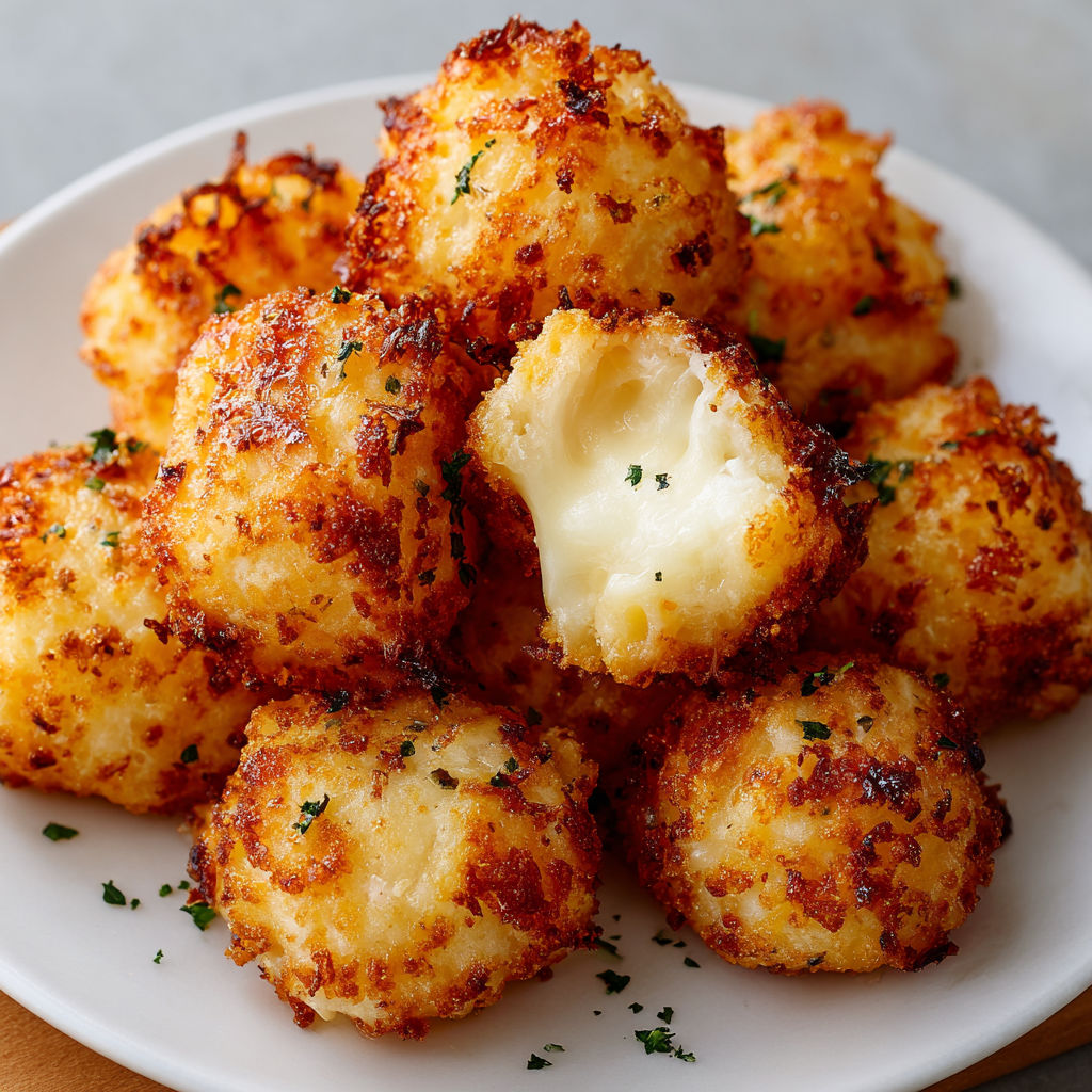 A plate of cheesy Parmesan Mozzarella Bites, ready to be enjoyed.
