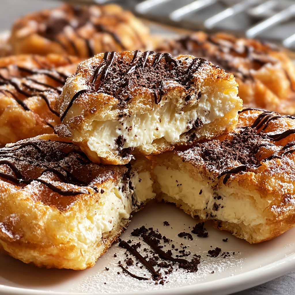 A plate of delicious chocolate-covered cream puffs.