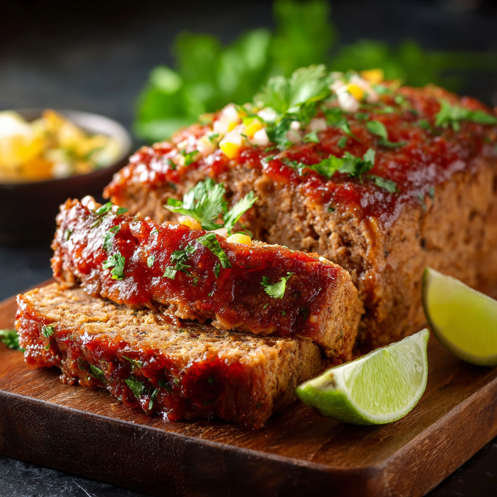 A slice of Mexican Meatloaf with a side of limes.