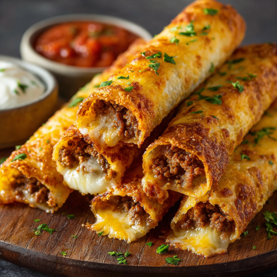 A delicious meal of chicken enchiladas with a side of salsa.
