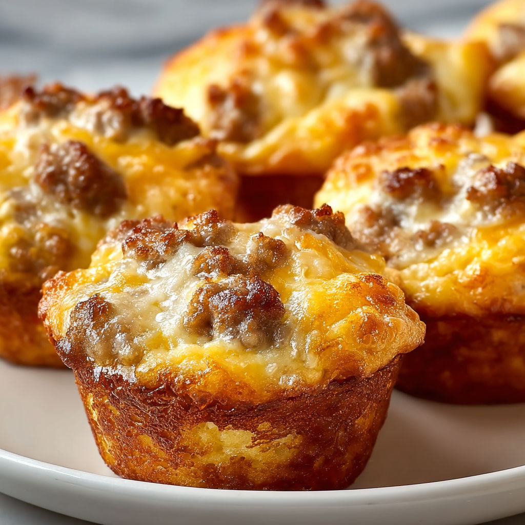 A plate of muffins with meat filling, ready to be eaten.