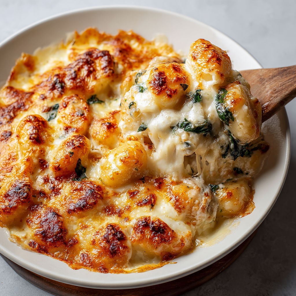 A white bowl filled with a delicious cheese and spinach dish.