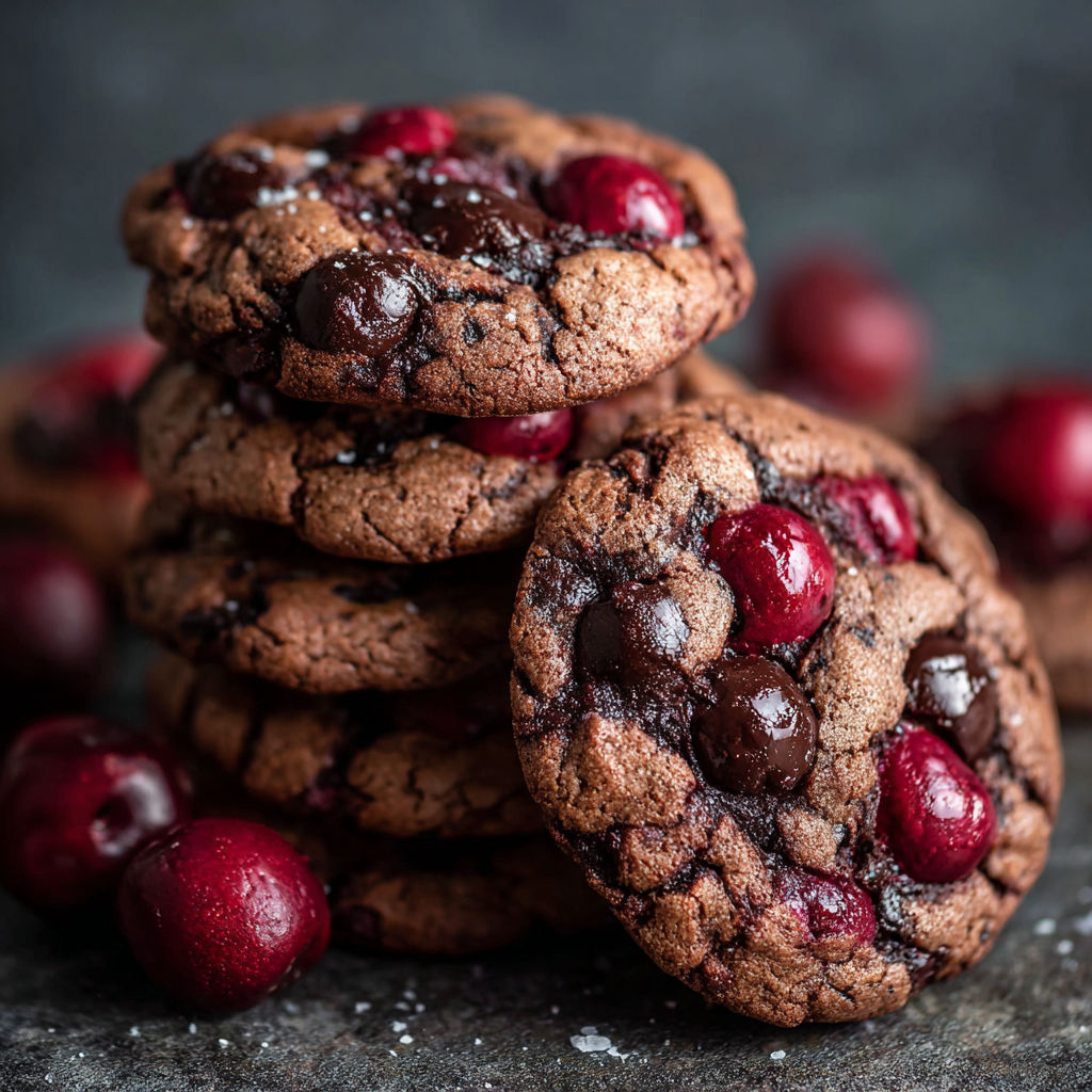 A stack of delicious Cherry Chocolate Cookies.