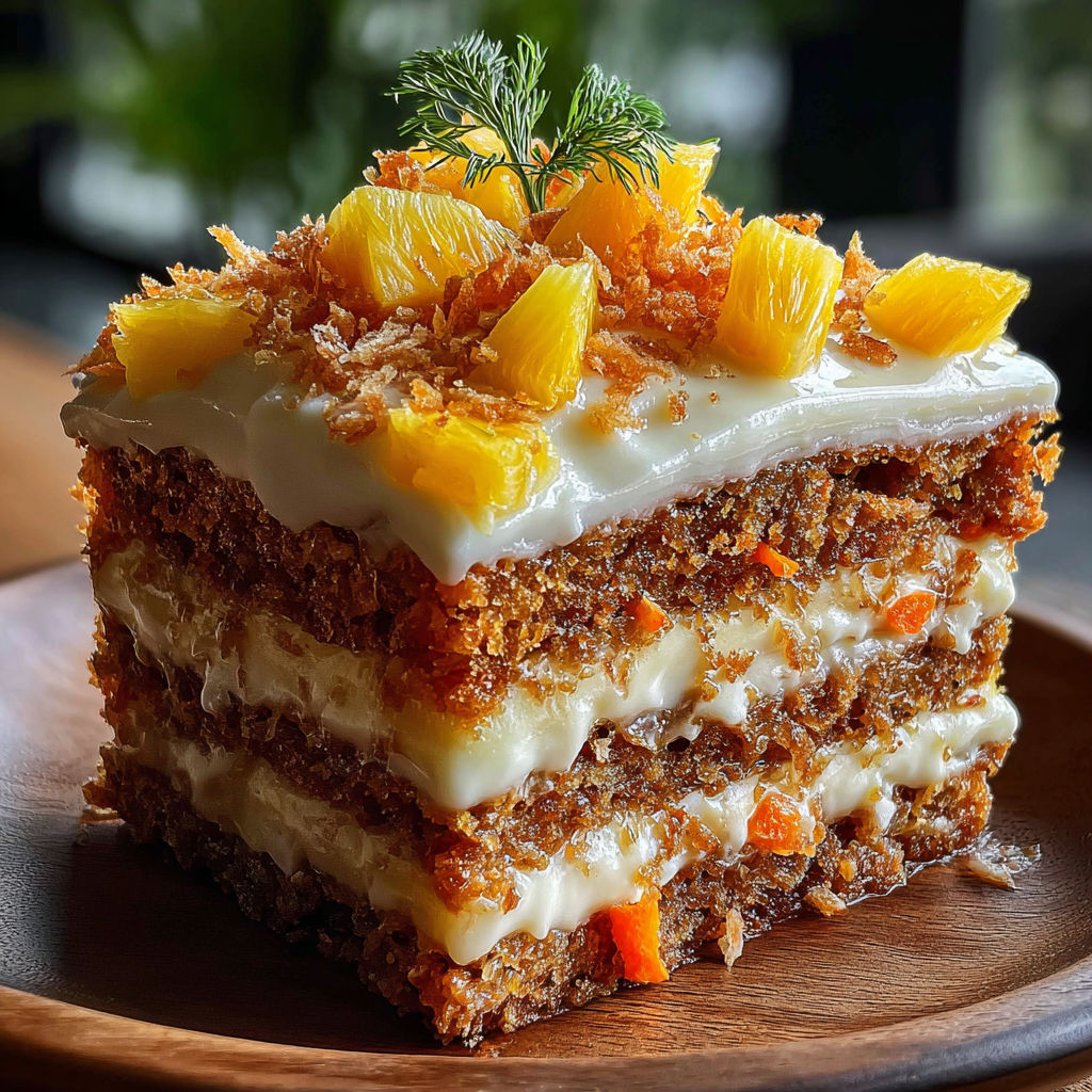 A three-layered cake with a white frosting and orange slices on top.