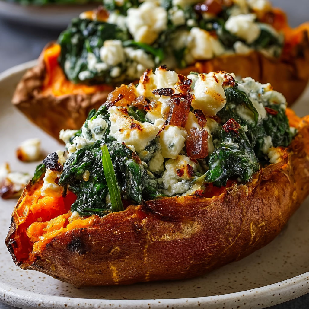 A close up of a delicious vegetable stuffed potato with a generous amount of cheese and greens.