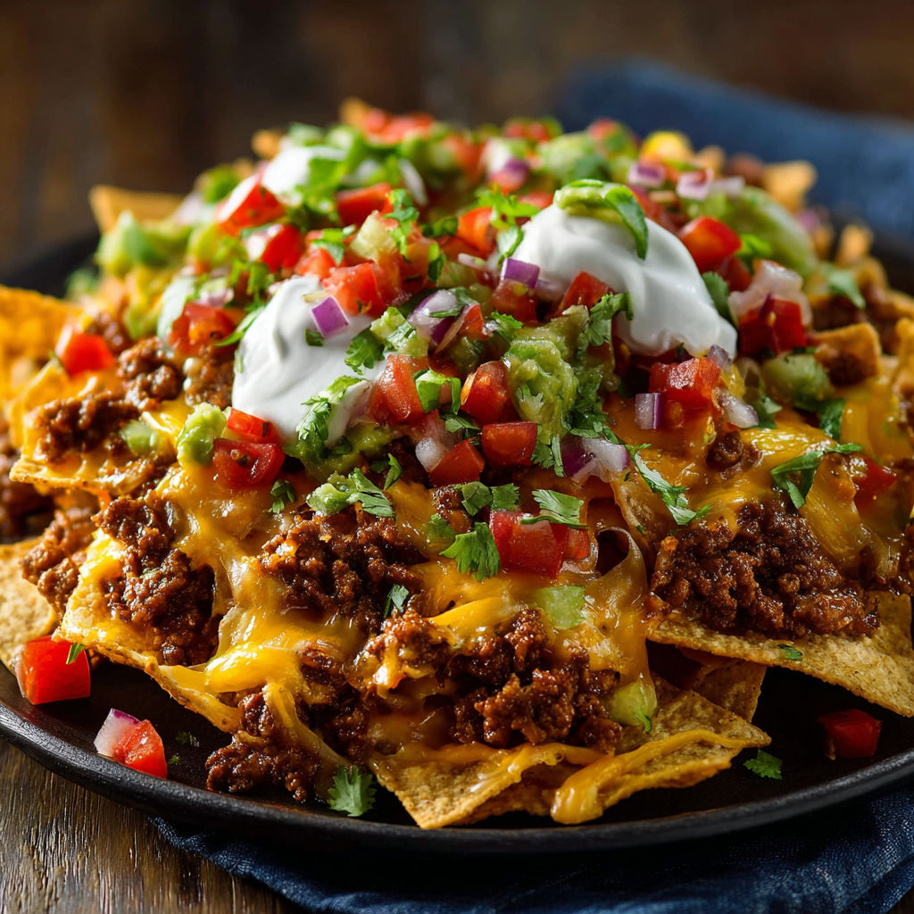 A delicious plate of nachos with cheese, tomatoes, and jalapenos.