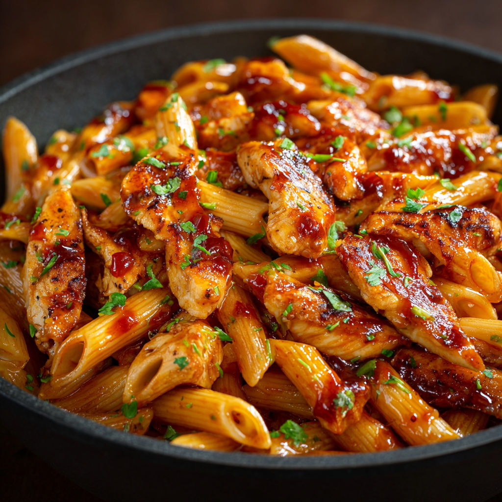 A delicious meal of chicken and pasta with a tomato sauce.