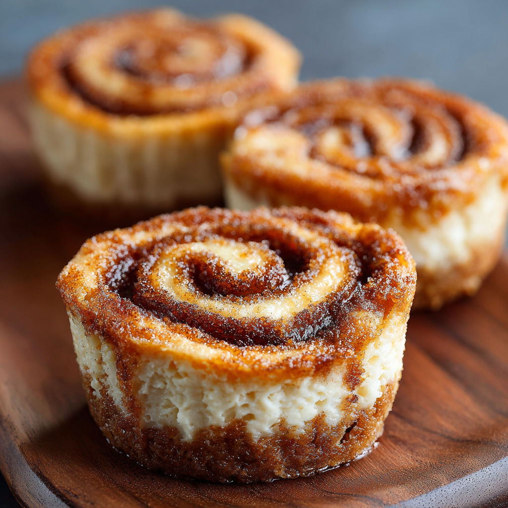 Two cinnamon rolls on a wooden platter, one with a bite taken out of it.