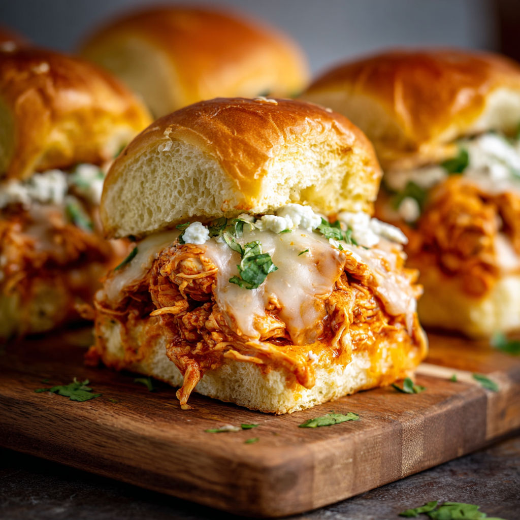 A delicious meal of Spicy Buffalo Chicken Sliders.