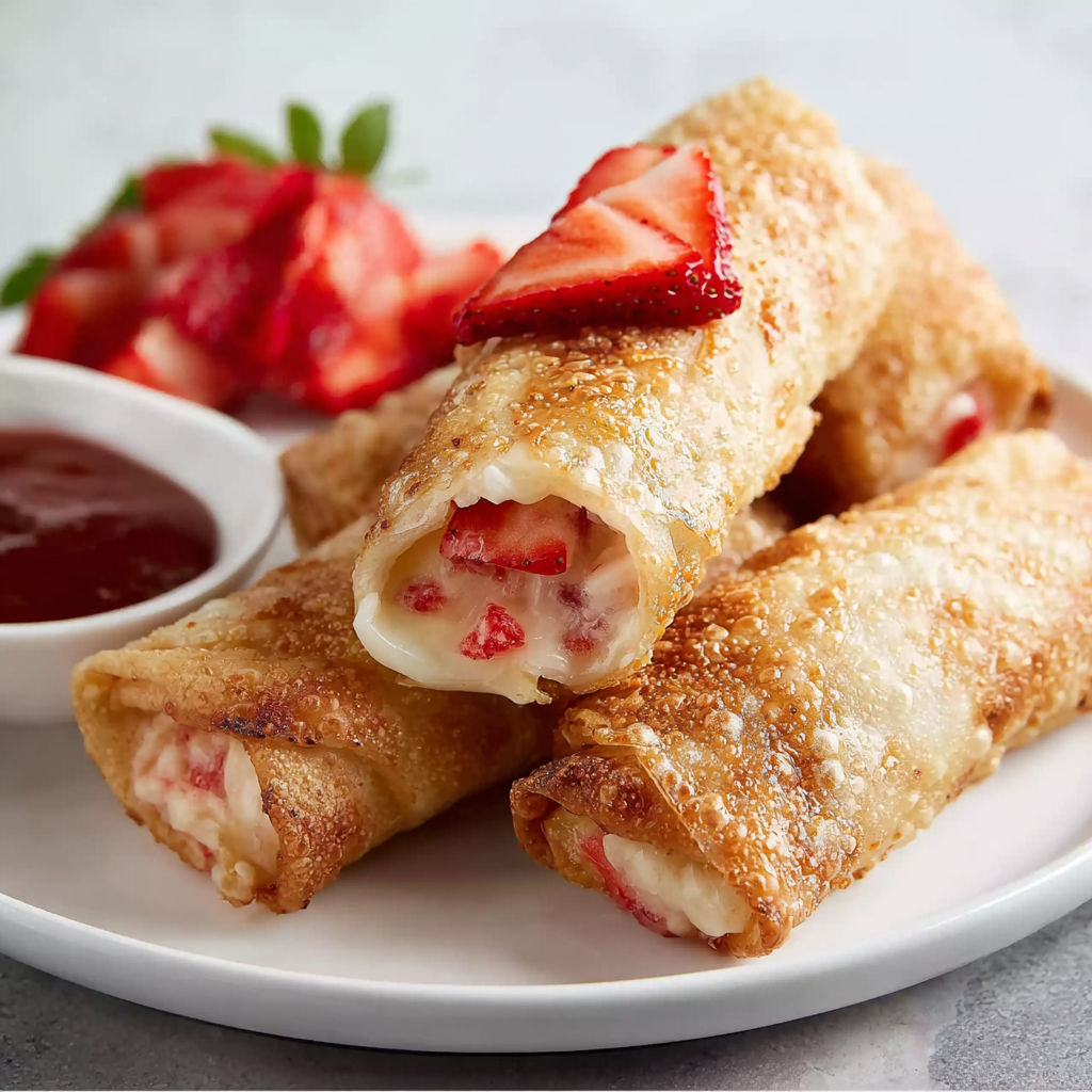 A plate of food with a strawberry and a pastry.