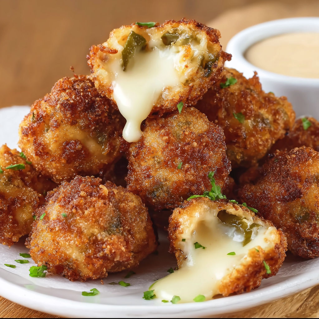 A plate of Rattlesnake Bites, a popular dish from Texas Roadhouse, is served with a side of ranch dressing.