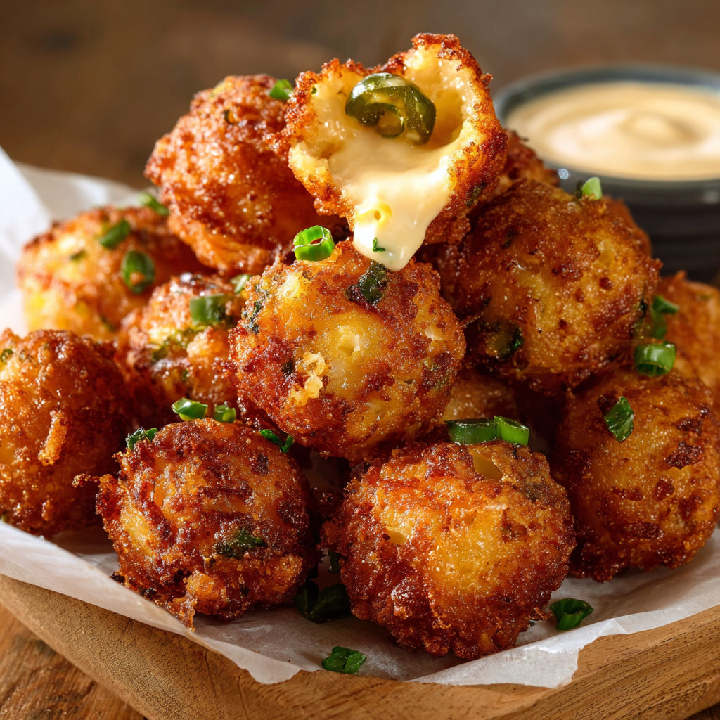 A plate of cheesy bread balls with a side of ranch dressing.