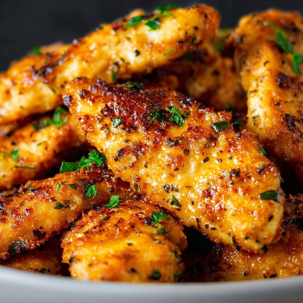 A bowl filled with golden, crispy chicken tenders.