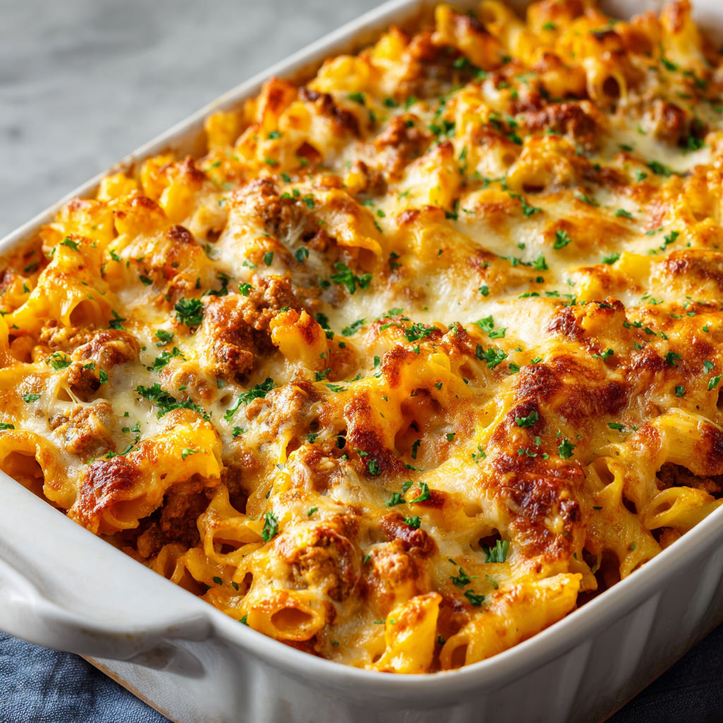 A delicious Ranch Buffalo Pasta Bake is ready to be served.