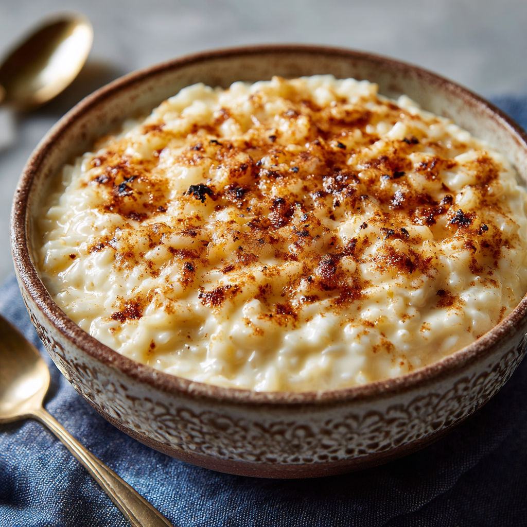 A bowl of creamy, cheesy, and crispy food is served on a table.