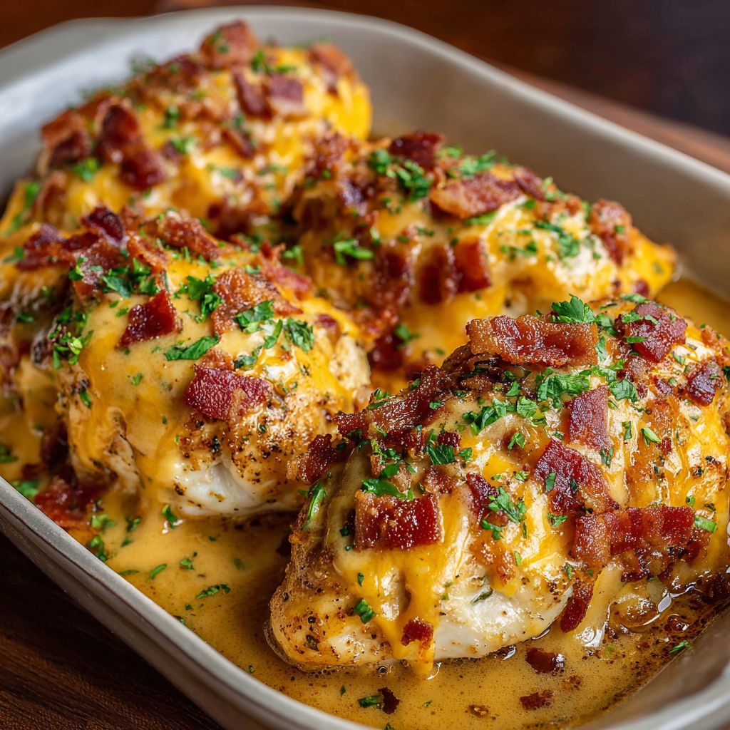 A delicious meal of Outback Steakhouse Alice Springs Chicken, covered in cheese and bacon, served in a bowl.