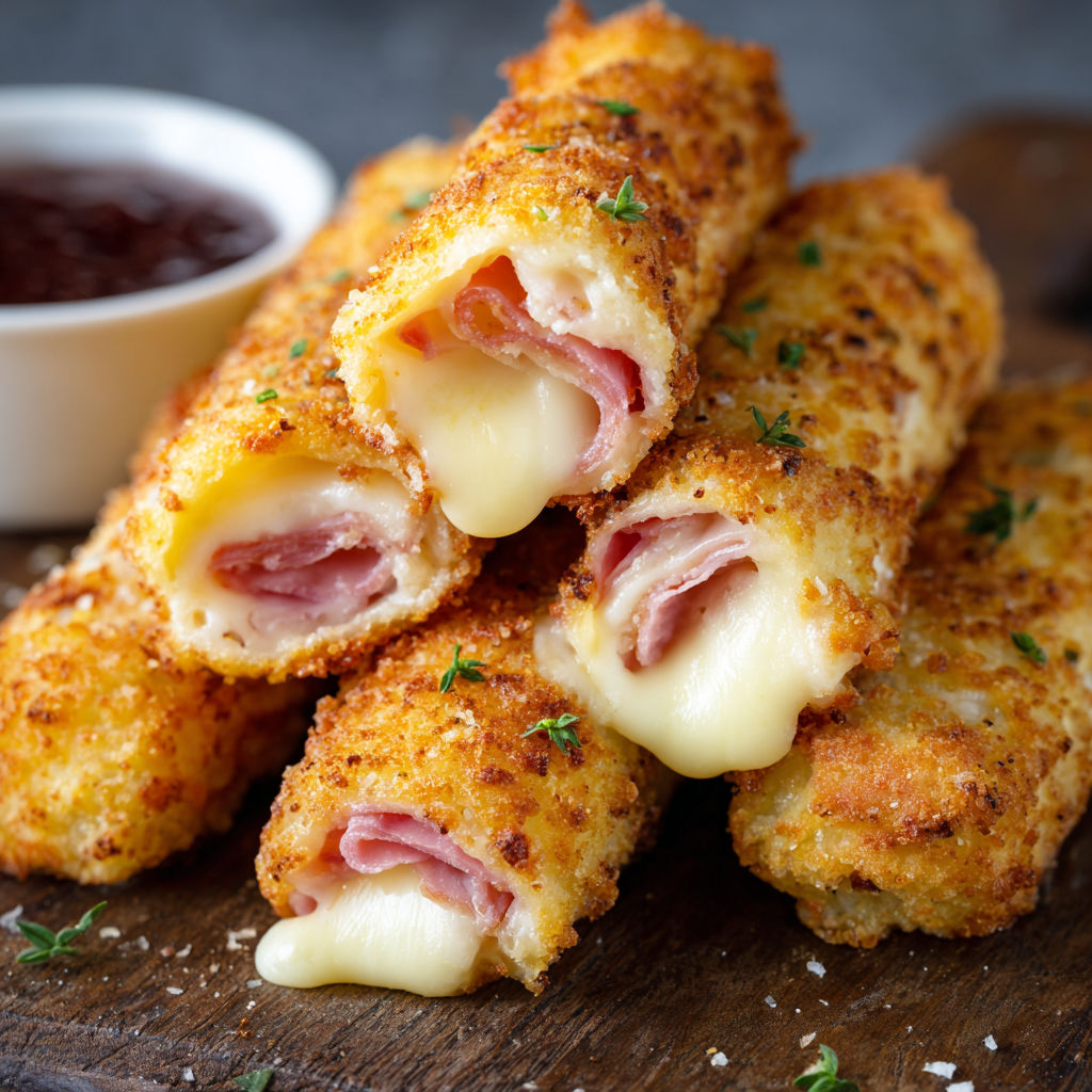 A plate of cheese sticks with a dipping sauce.