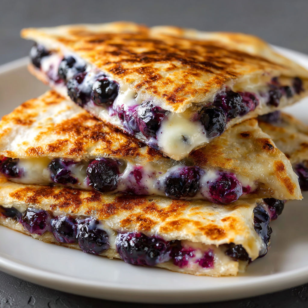 A plate of blueberry cheese sandwiches stacked on top of each other.