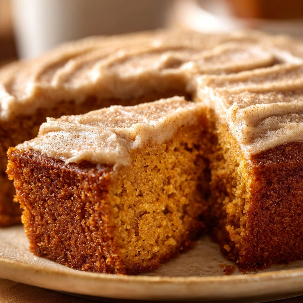 A slice of cake with a brown and white frosting on a plate.