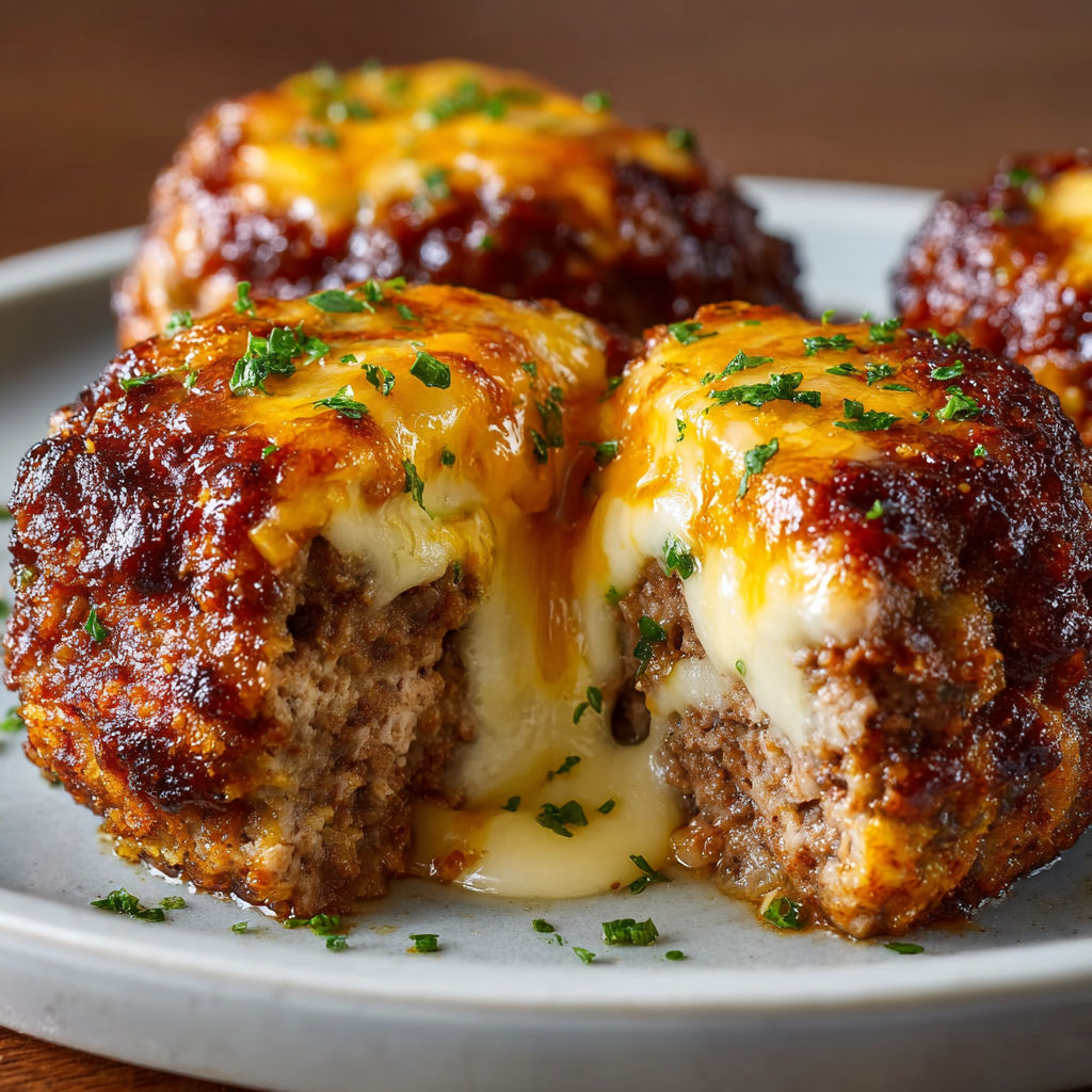 A plate of meatballs covered in cheese and herbs, ready to be served.
