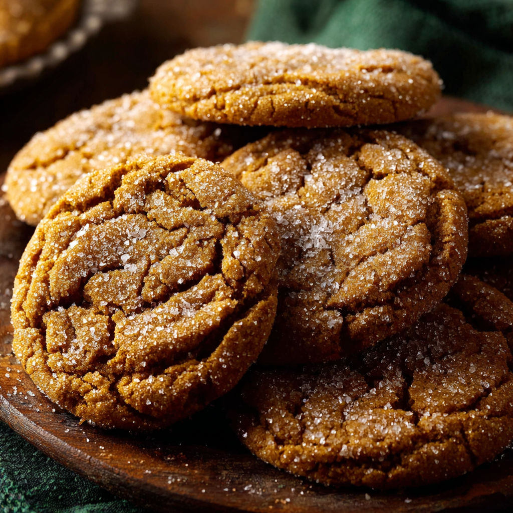 A plate of Maple Pumpkin Cookies with sugar sprinkled on top.