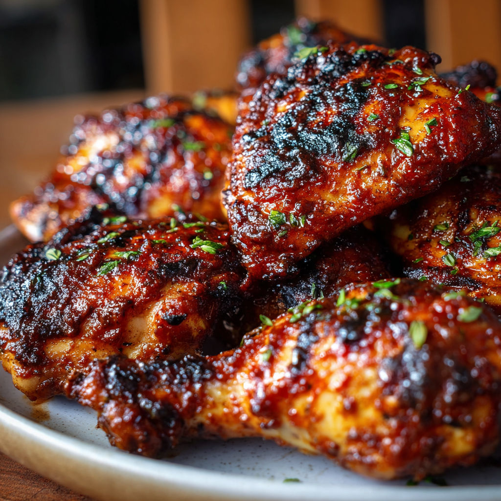 A plate of chicken wings with a sauce, possibly barbecue, on top.