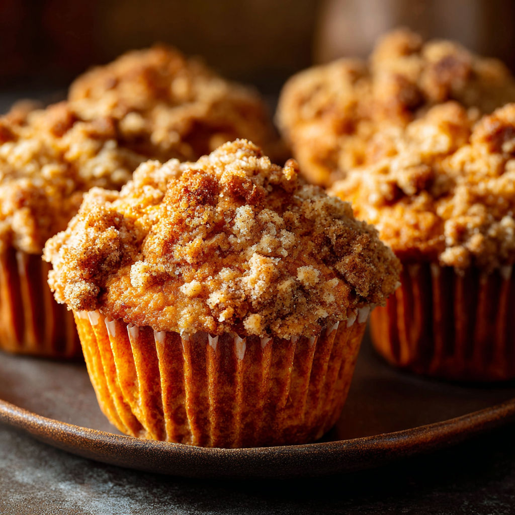A plate of muffins with a brown sugar topping, likely a recipe called "Brown Sugar Muffins.
