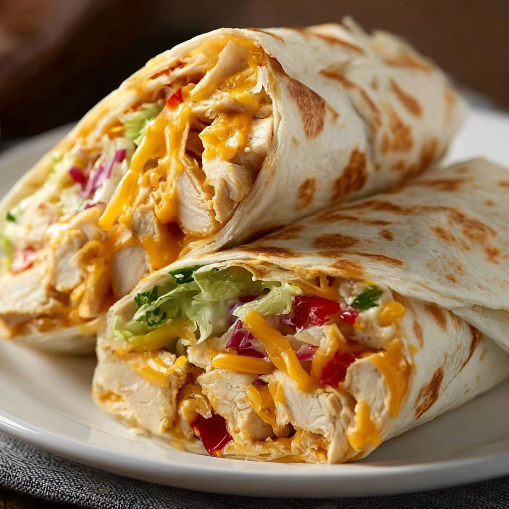 A delicious Crunchy Southwestern Chicken Wrap Recipe is served on a white plate.