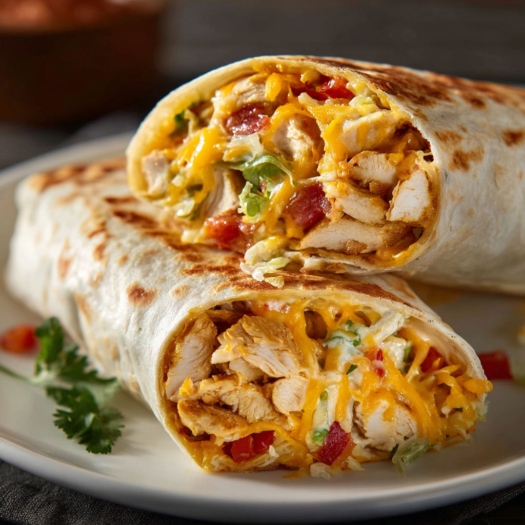 A delicious Crunchy Southwestern Chicken Wrap Recipe is served on a white plate.