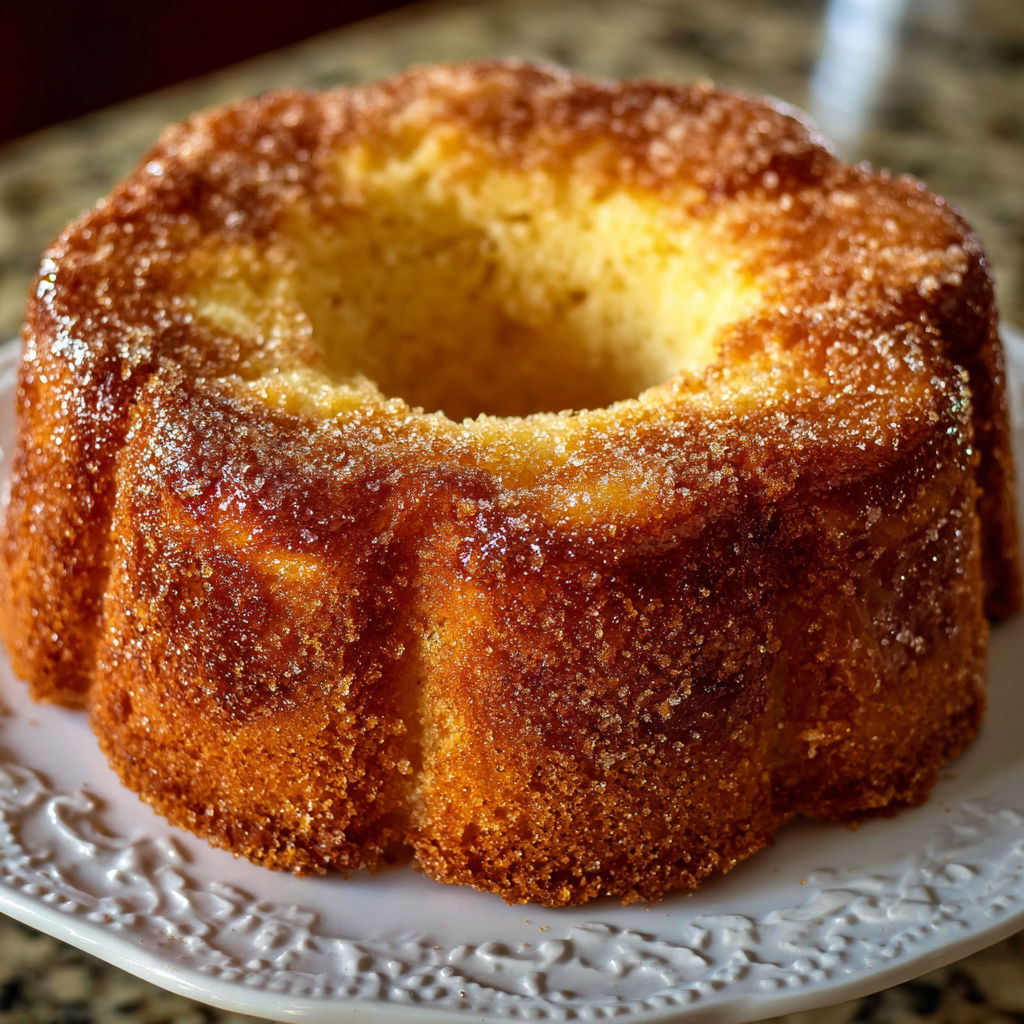 A delicious cake with a hole in the center, sitting on a white plate.