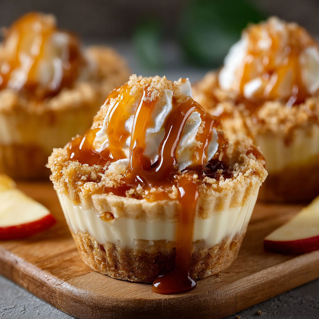 A delicious dessert made with caramel and apples, served in a cup.
