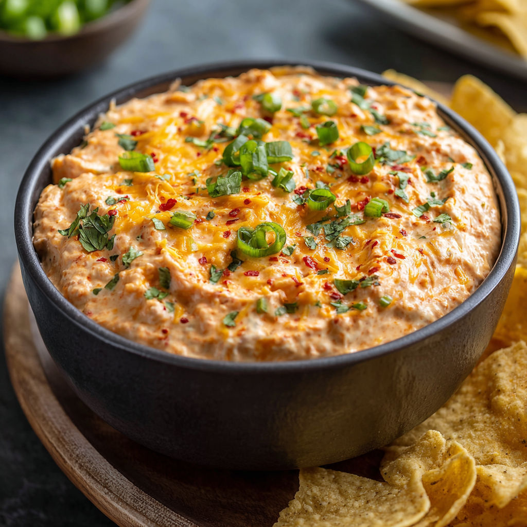 A bowl of Cream Cheese Salsa Dip is served with chips.