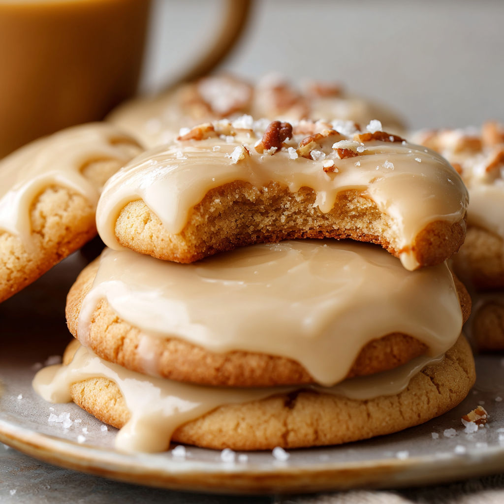 A plate of maple cookies with maple icing.