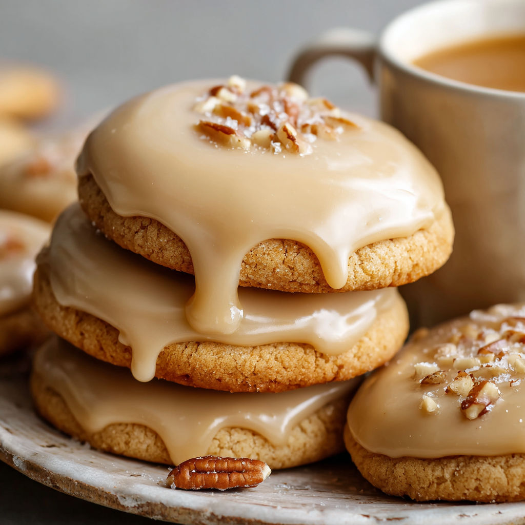 A plate of Maple cookies with maple icing.