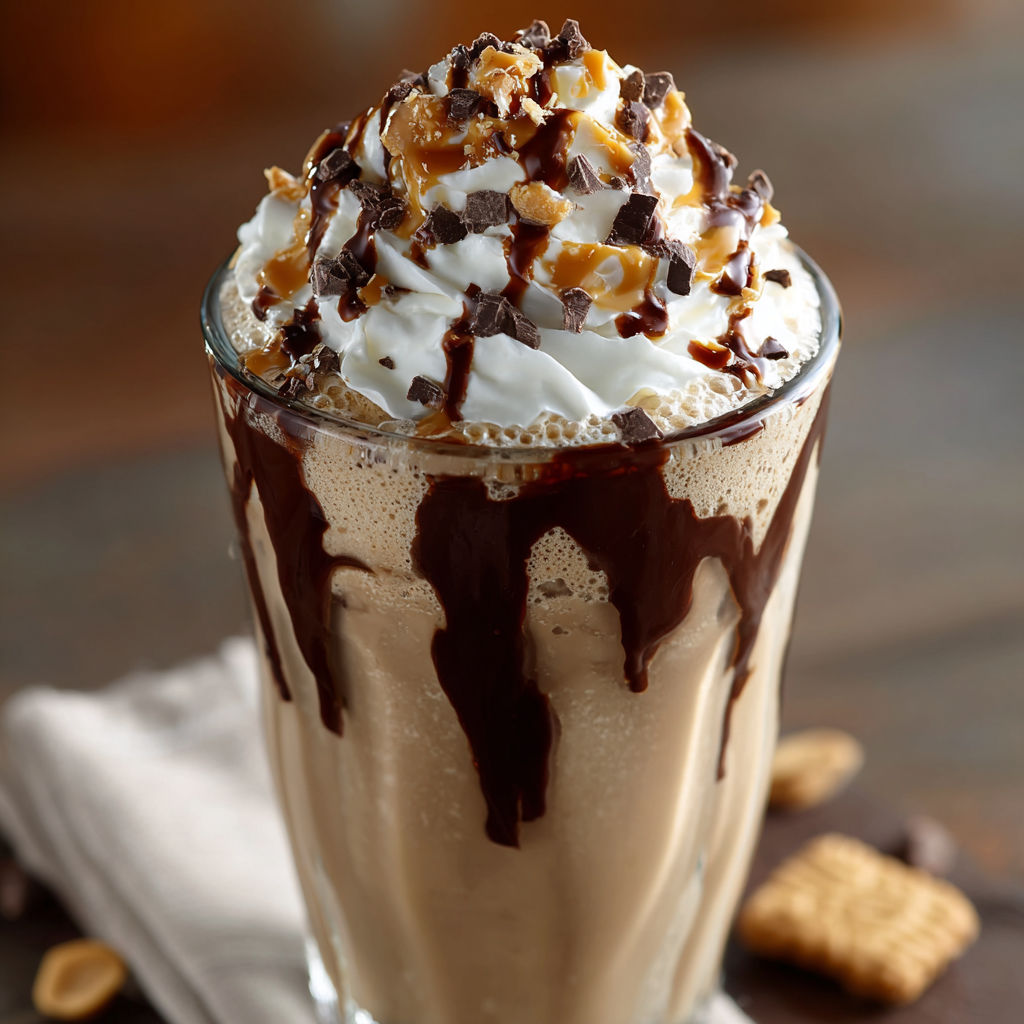 A glass of chocolate milk with whipped cream and chocolate chips on top.