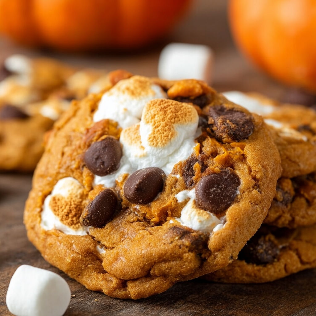A delicious dessert made with marshmallows, chocolate chips, and pumpkin spice.