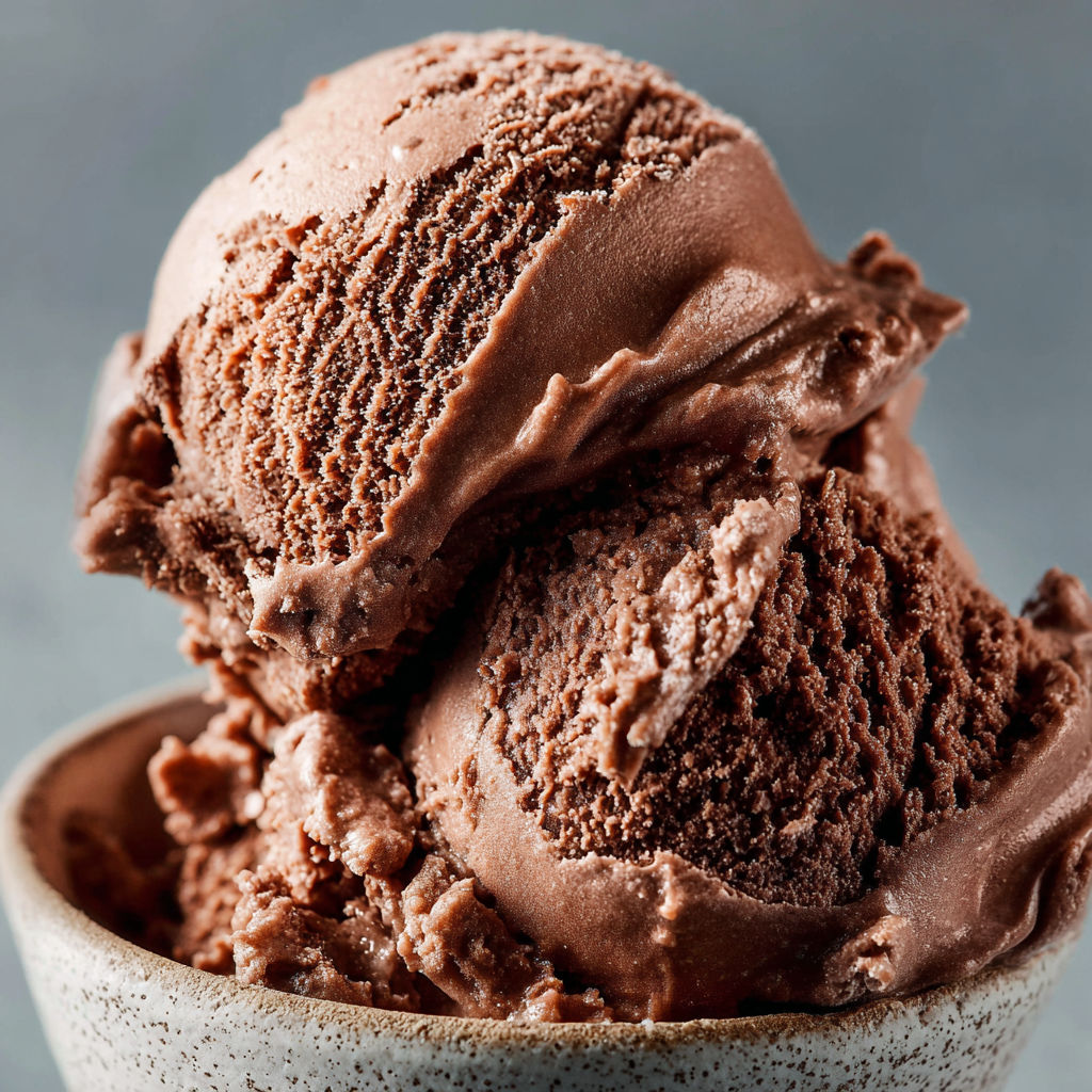 A bowl of chocolate ice cream with chocolate chips on top.