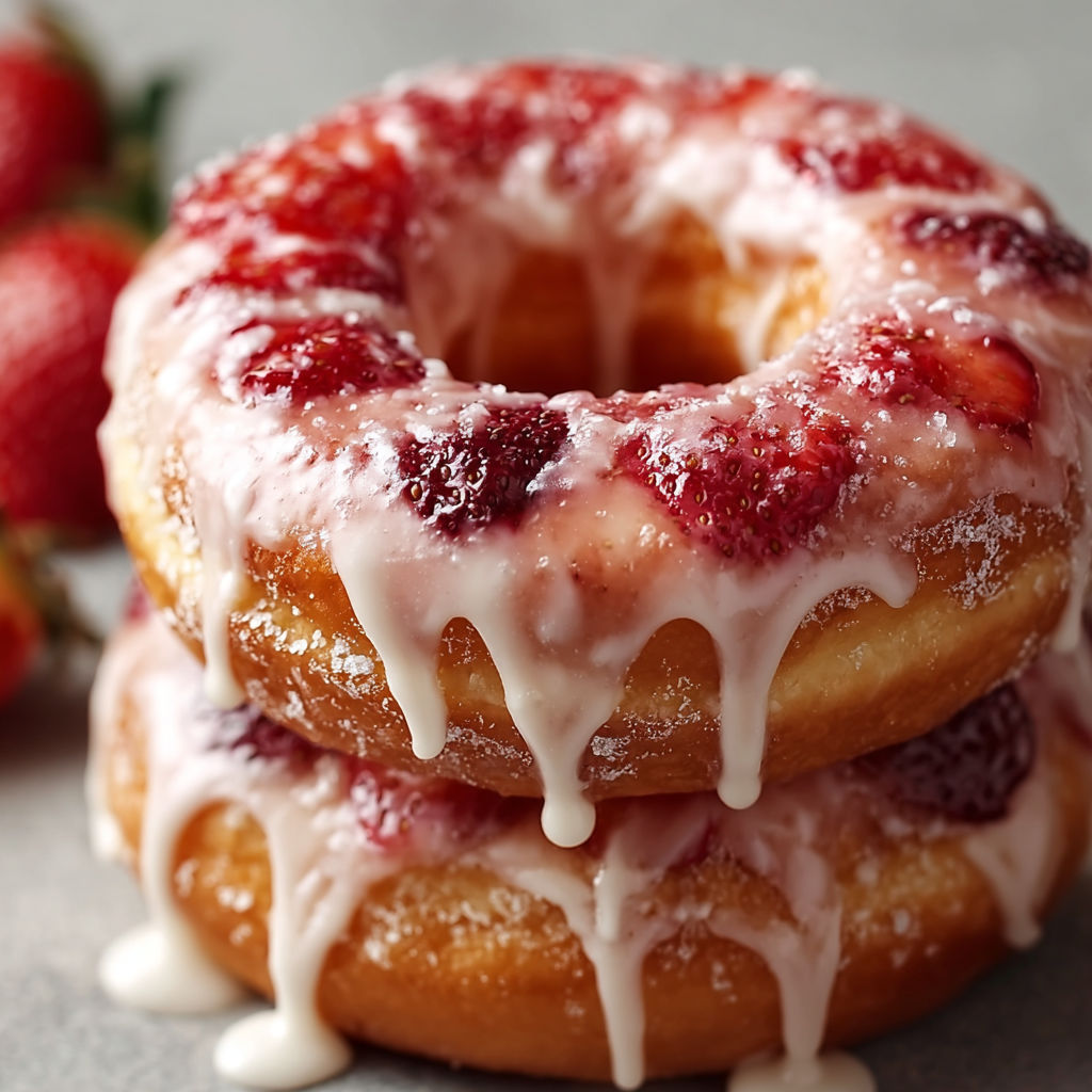 A delicious dessert made with strawberries and cream, drizzled with powdered sugar.