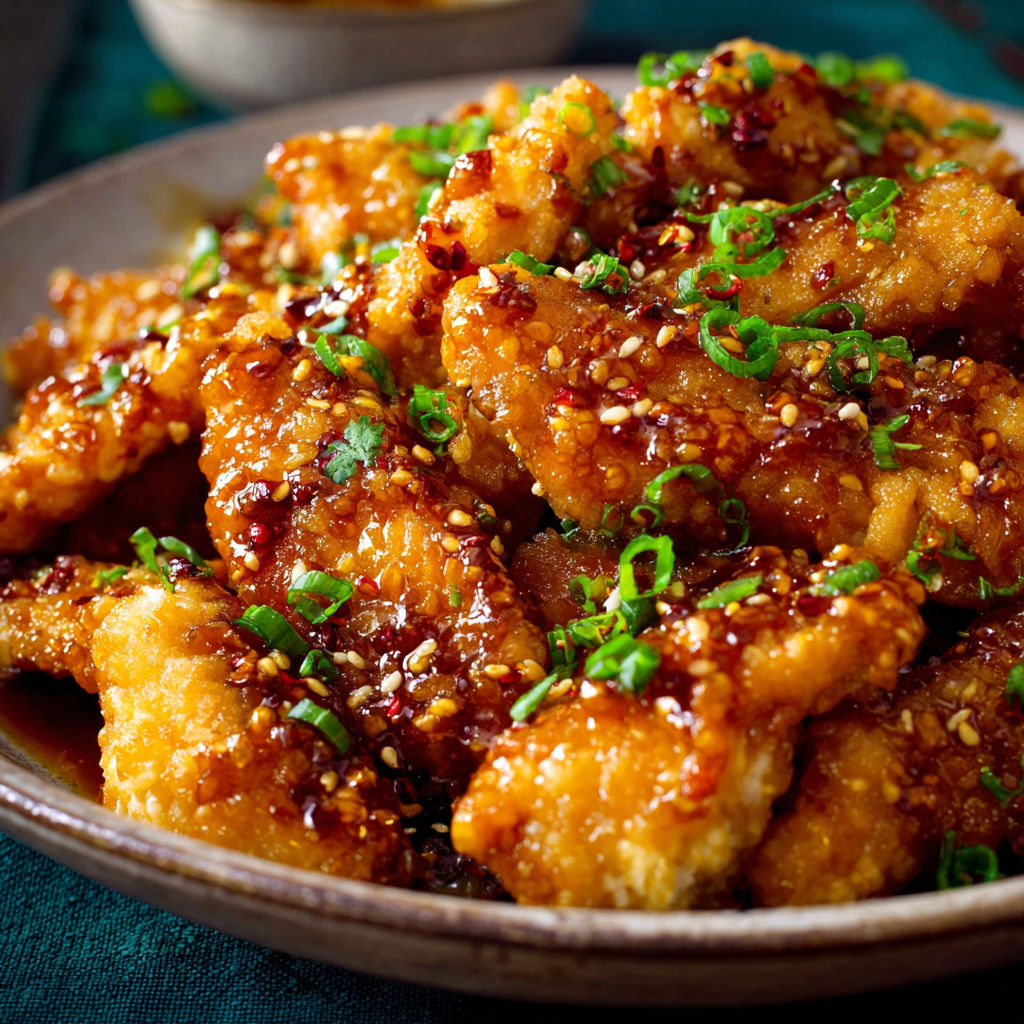 A bowl of delicious double crunch honey chicken.